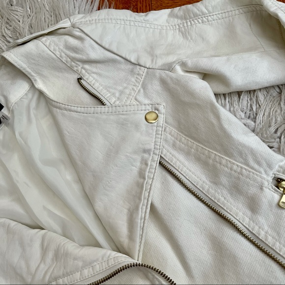 H&M white moto jacket with gold hardware US 4 - Picture 2 of 5